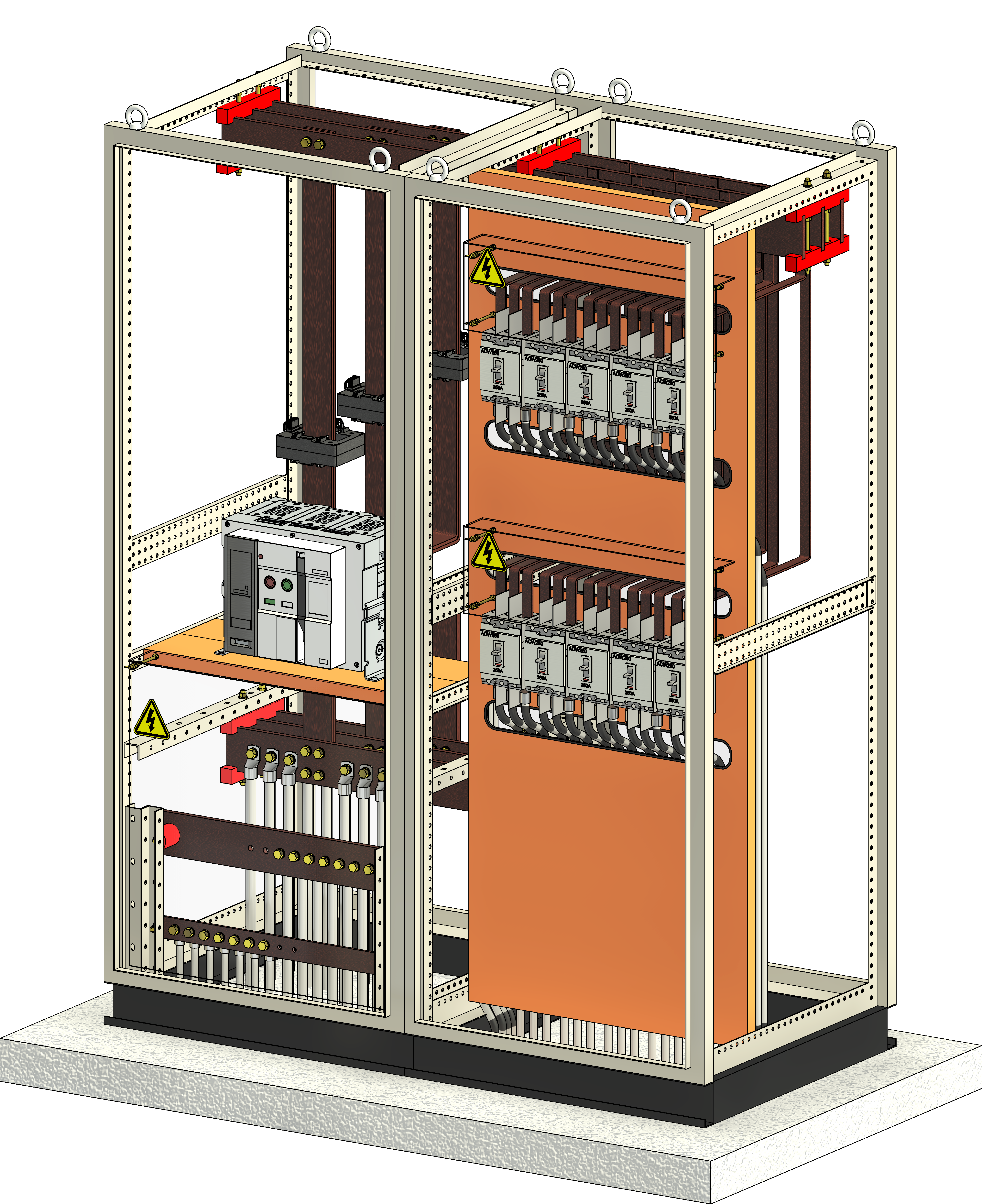 Modelagem tridimensional do QGBT para usina fotovoltaica de 2,5 MVA